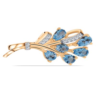 BUY GOLD PLATED FINISH BROOCH WITH SWISS BLUE TOPAZ GEMSTONE